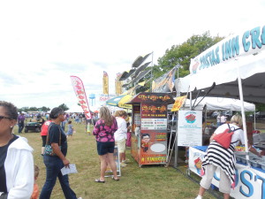 The row of food vendors.