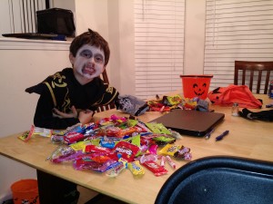 Dan setting up his ebay store to wholesale his candy on line.