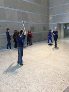 Playing colonial style games at the museum.