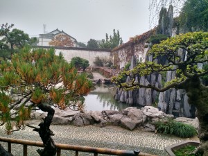 Entering the bonsai garden.