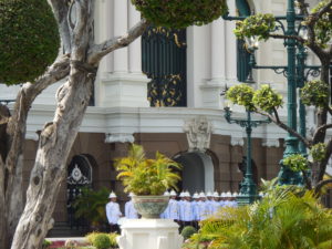 Thai Royal Guard in formation outside the Grand Palace